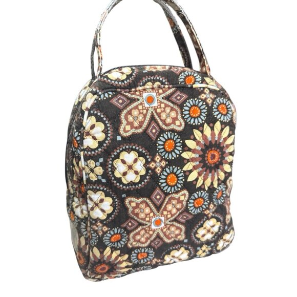 Vera Bradley Brown Lunch Bag Quilted Insulated Flower Tote - Picture 2 of 9